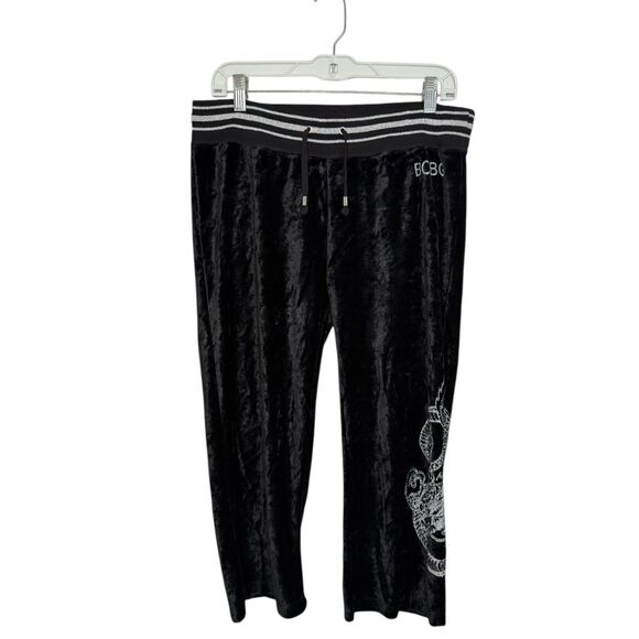 BCBG Maxazria Women’s Large Velour Tracksuit Black Matching Set Rhinestones Y2K - Picture 7 of 12